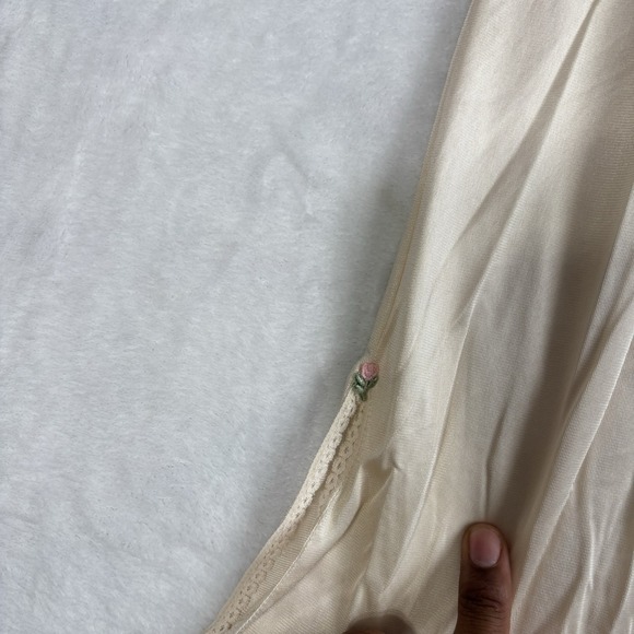 VTG JC Penney Fantasio Lace Floral Cream Slip Skirt Dress Women's Medium - Picture 3 of 8